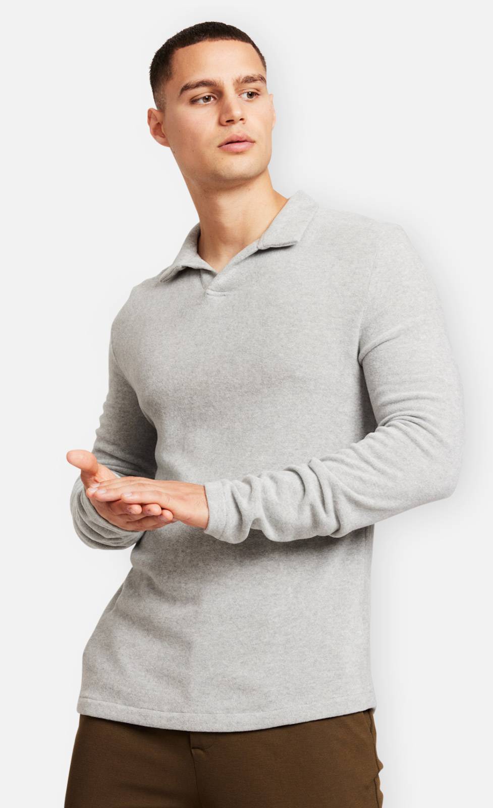 Kiefermann Tonin Langarm Poloshirt aus gebrushter Ware Saisonschlussverkauf