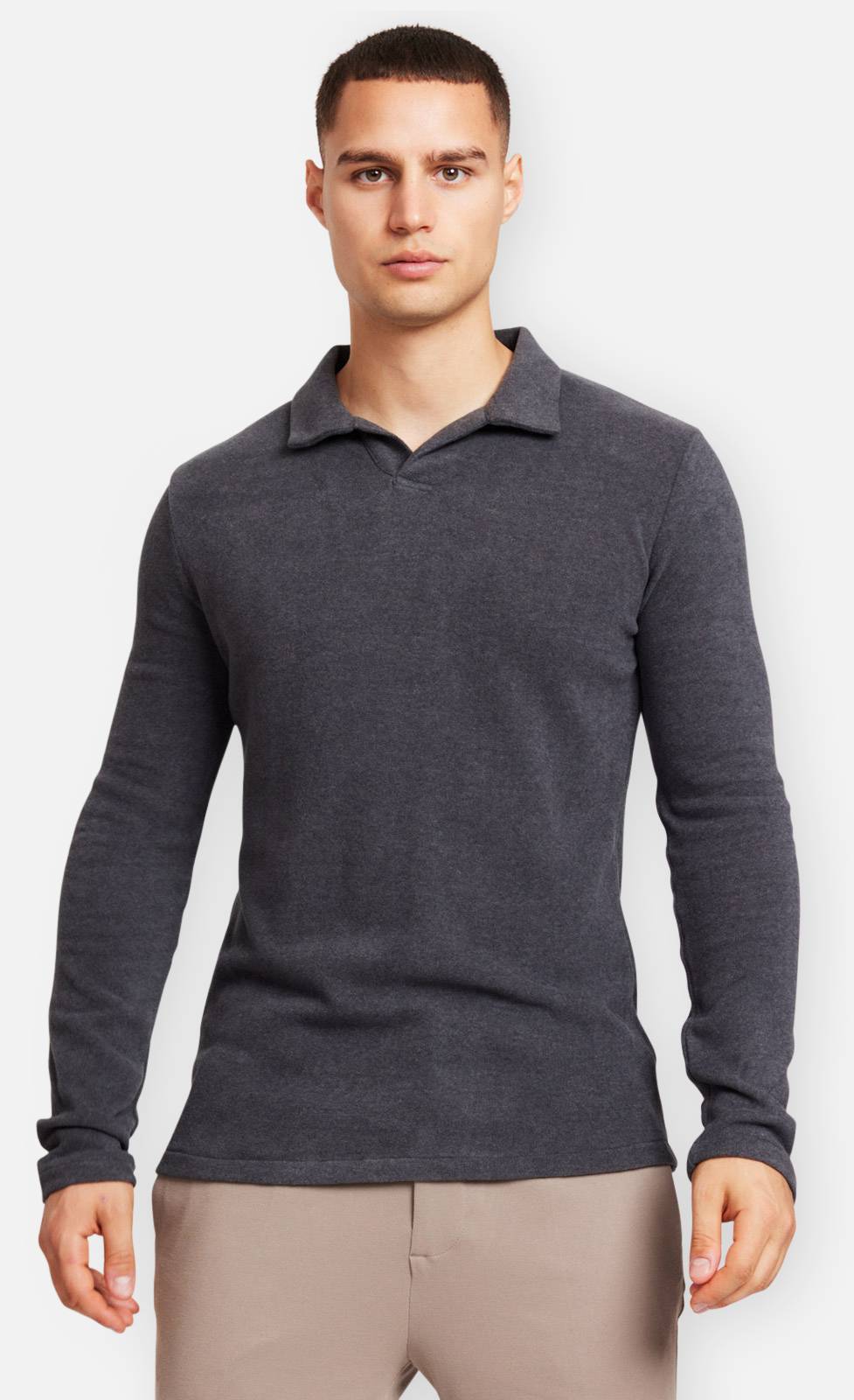 Kiefermann Tonin Langarm Poloshirt aus gebrushter Ware Saisonschlussverkauf
