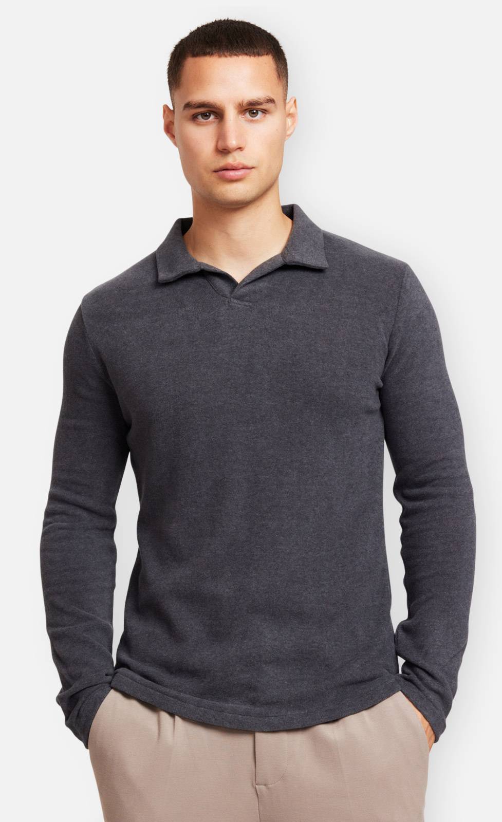 Kiefermann Tonin Langarm Poloshirt aus gebrushter Ware Saisonschlussverkauf
