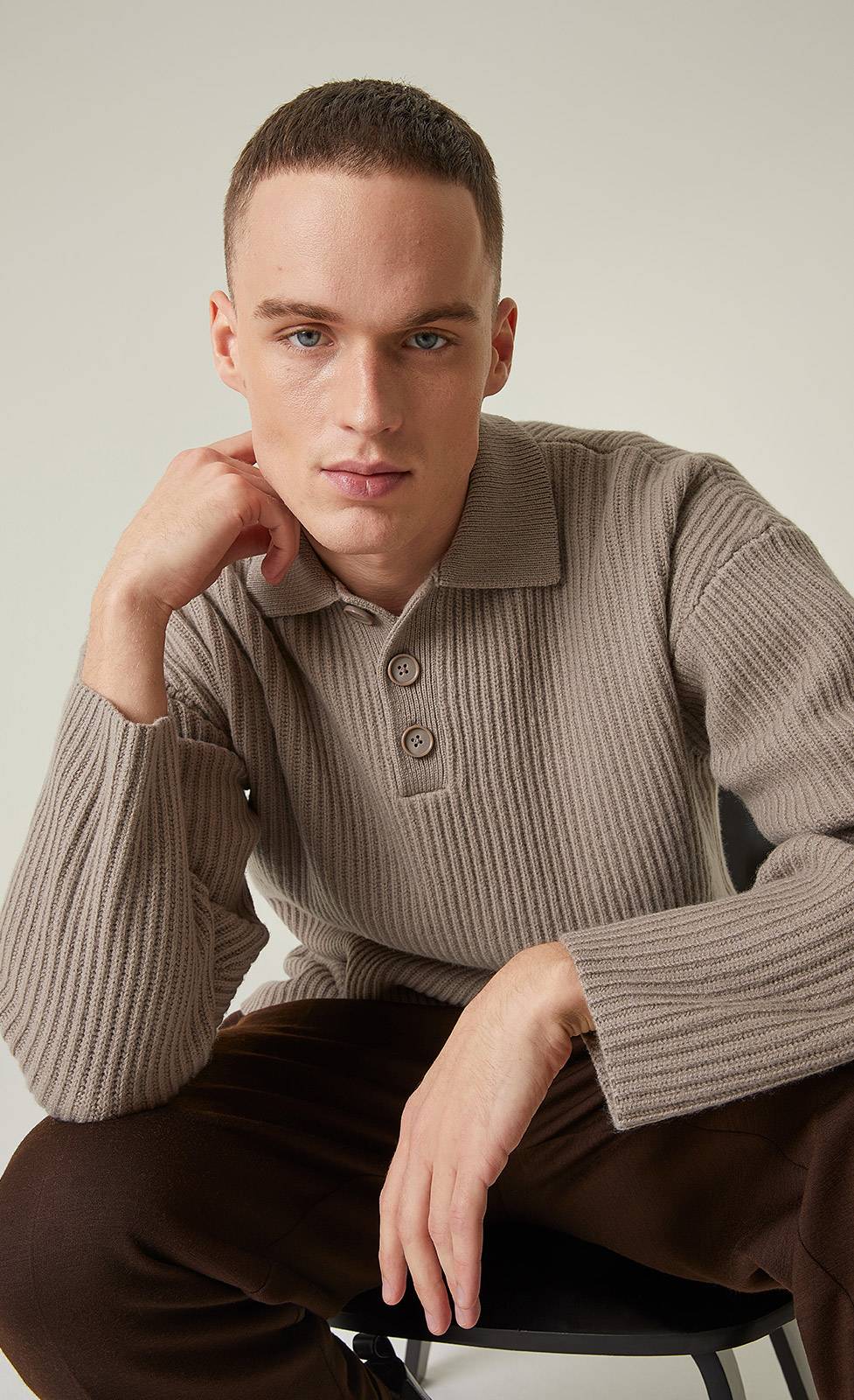 Kiefermann Janosch Polopullover aus Merinowolle Sonderangebot der Fabrik