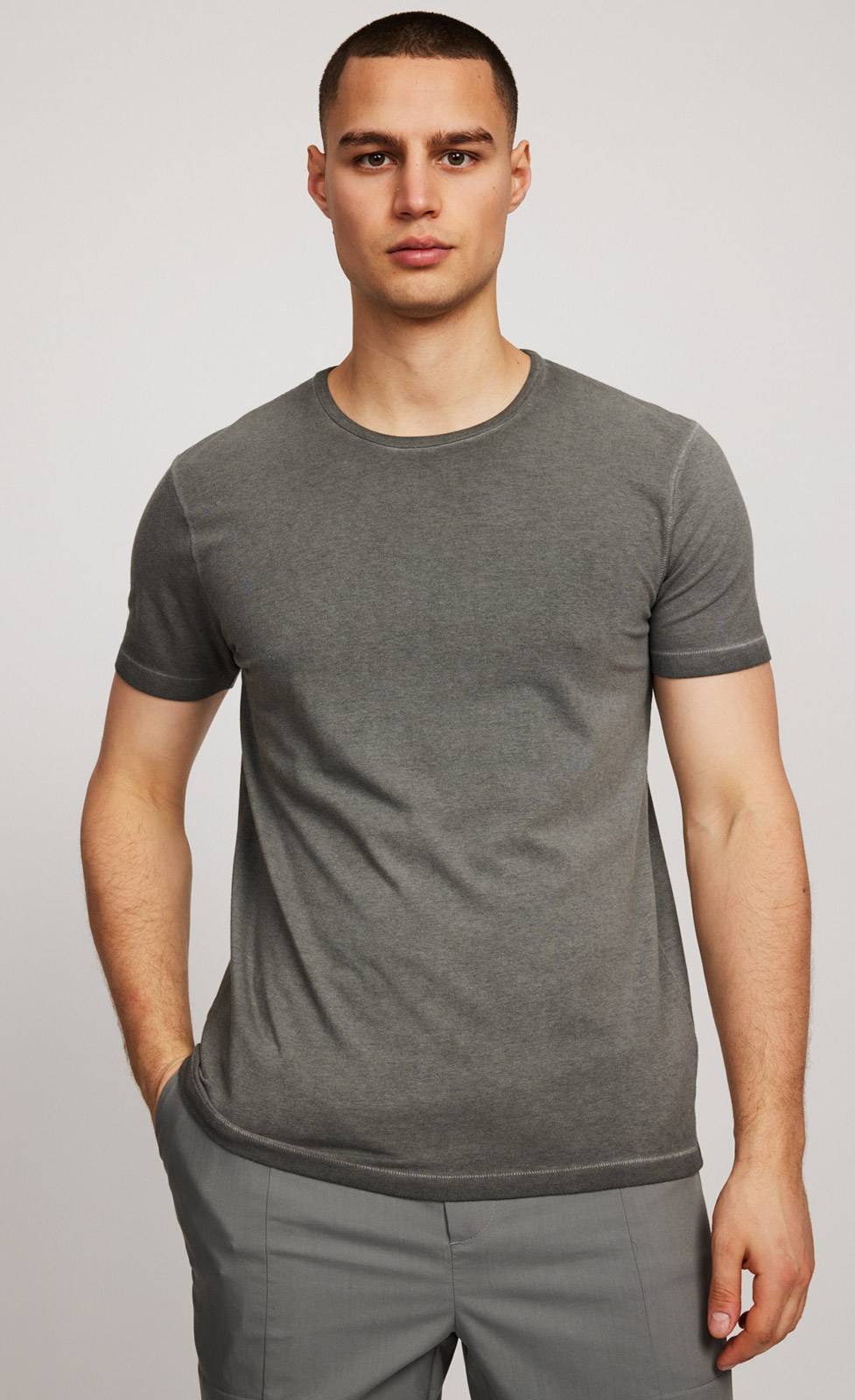 Kiefermann Robin Überfärbtes Rundhals-T-Shirt Bis zu 60% Rabatt