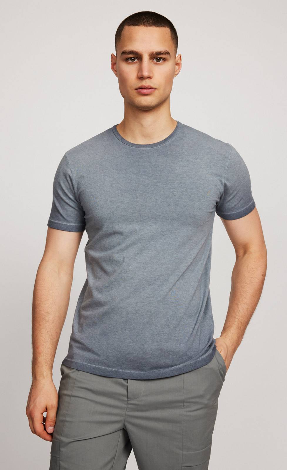Kiefermann Robin Überfärbtes Rundhals-T-Shirt Bis zu 60% Rabatt