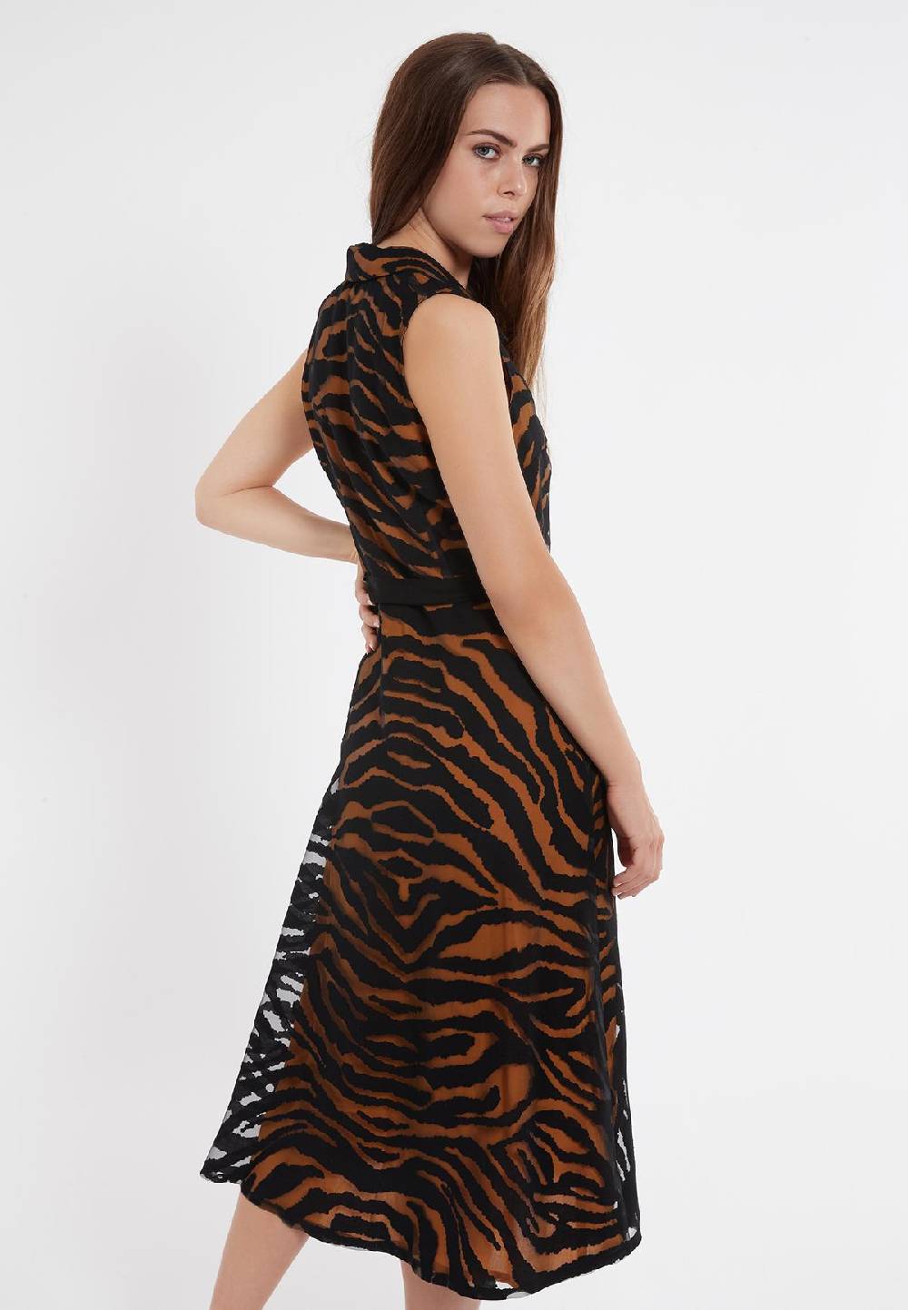 Ana Alcazar Blusenkleid Zapa Schwarz-Braun Günstiger Verkauf