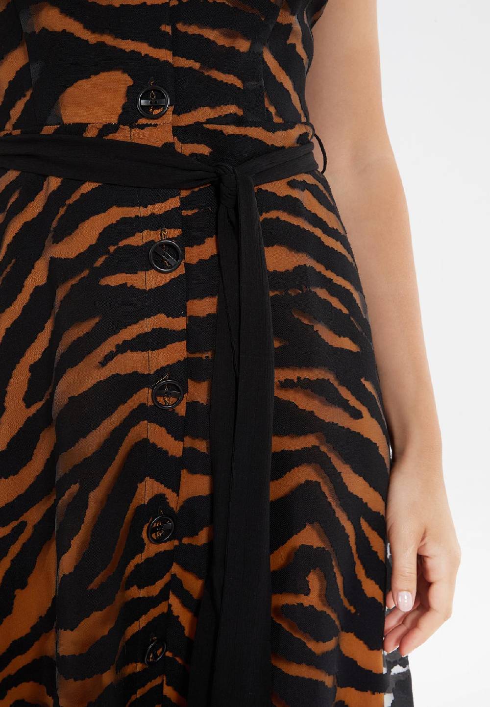 Ana Alcazar Blusenkleid Zapa Schwarz-Braun Günstiger Verkauf