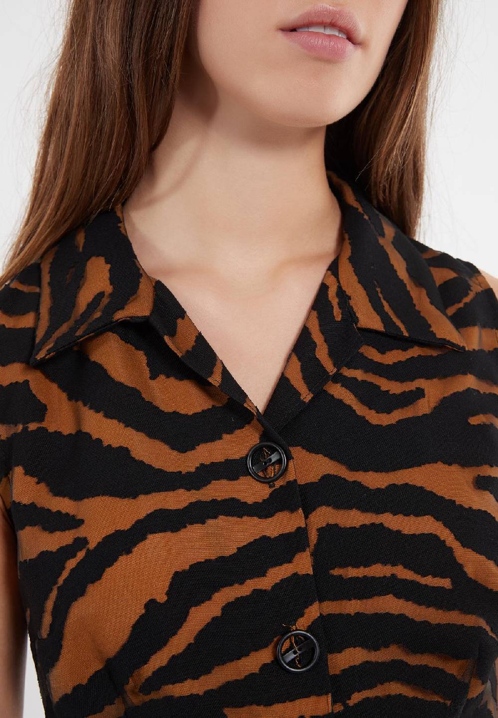 Ana Alcazar Blusenkleid Zapa Schwarz-Braun Günstiger Verkauf