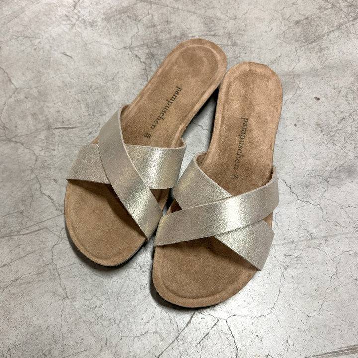Pampuschen Lyda B metallic platin Schlussverkauf