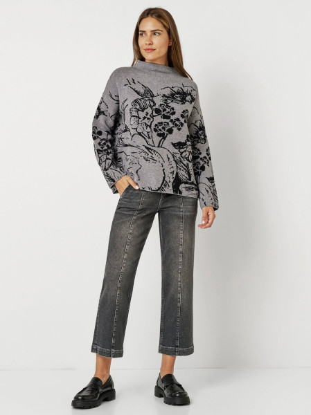 TONI Fashion Style »Gitta« grey/black Feinstrickpulli mit Blumenmuster Preisnachlass