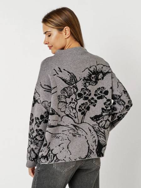 TONI Fashion Style »Gitta« grey/black Feinstrickpulli mit Blumenmuster Preisnachlass