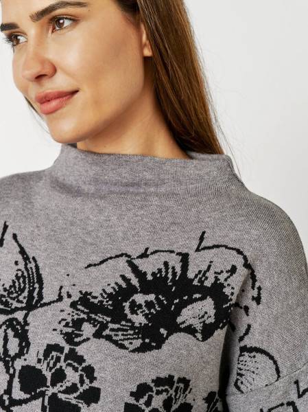 TONI Fashion Style »Gitta« grey/black Feinstrickpulli mit Blumenmuster Preisnachlass
