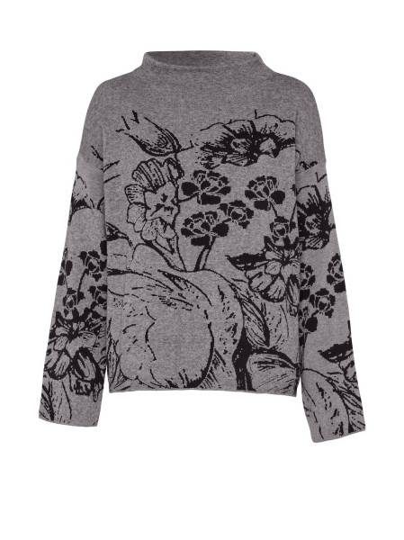 TONI Fashion Style »Gitta« grey/black Feinstrickpulli mit Blumenmuster Preisnachlass