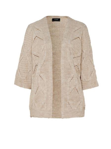 TONI Fashion Style »Haifa« sand/gold Ajour-Cardigan mit Effektgarn Weihnachtsangebot