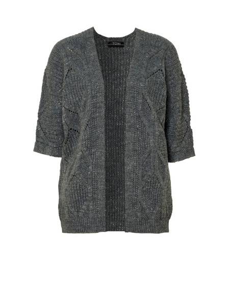 TONI Fashion Style »Haifa« grey/silver Ajour-Cardigan mit Effektgarn Osterangebot