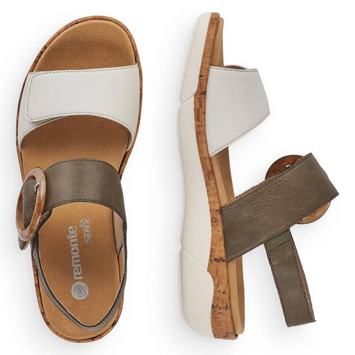 Remonte Artikelnummer R6853-54 remonte Damen Riemchensandalen olivgrün-altweiß Vatertagsangebot