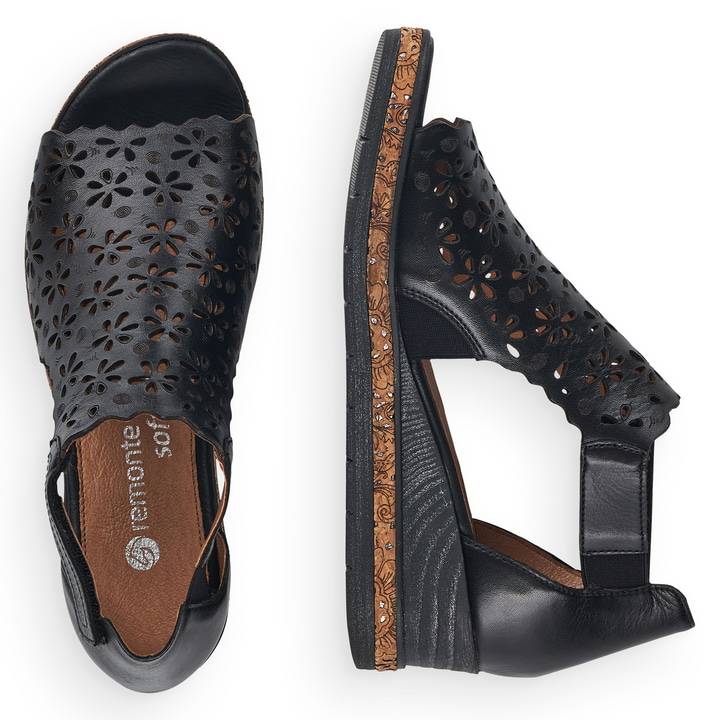 Remonte Artikelnummer D3056-01 remonte Damen Keilsandaletten asphaltschwarz Online Outlet