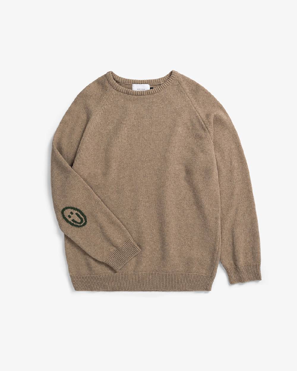 Rotholz Smiley Strickpullover Recycelte Wolle - Beige Sonderangebot