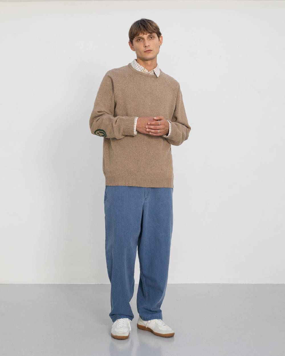 Rotholz Smiley Strickpullover Recycelte Wolle - Beige Sonderangebot