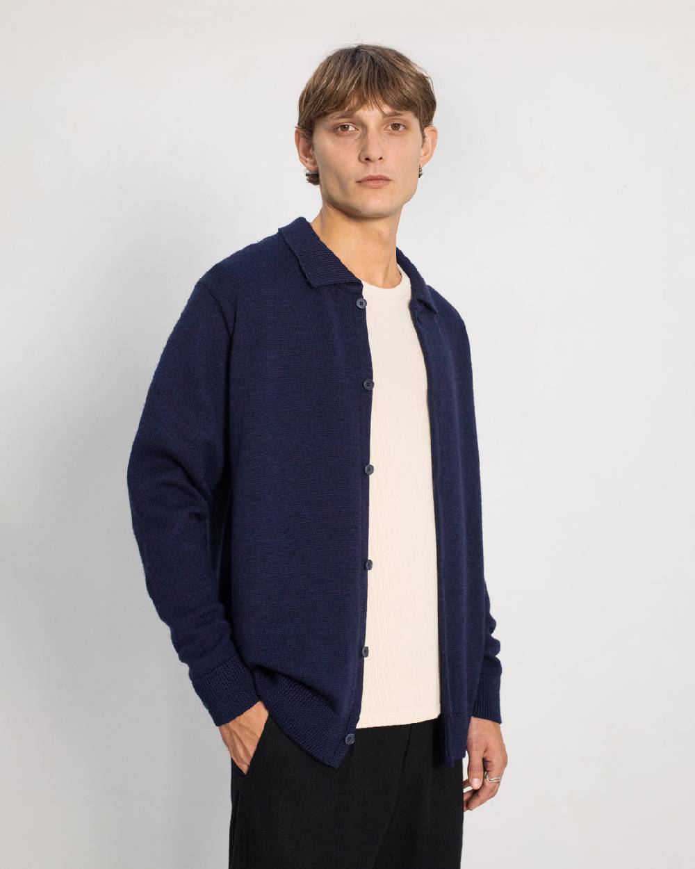Rotholz Strick Shirt Merinowolle - Blau Rabatt