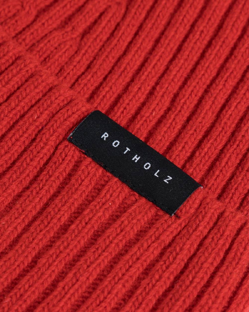 Rotholz Klassische Mütze Wollmix Ripp - Rot Top Angebot