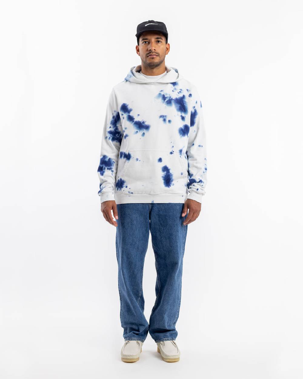 Rotholz Batik Hoodie Bio Baumwolle - Blau/Off-White Neueste Mode