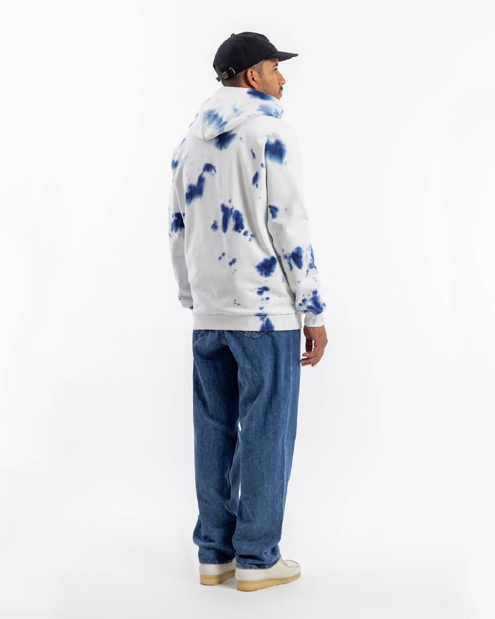 Rotholz Batik Hoodie Bio Baumwolle - Blau/Off-White Neueste Mode