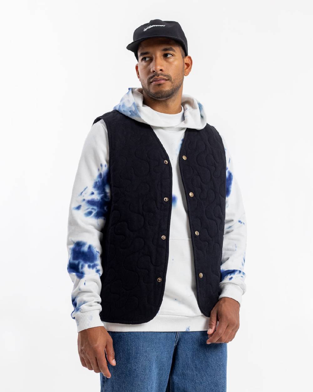 Rotholz Batik Hoodie Bio Baumwolle - Blau/Off-White Neueste Mode