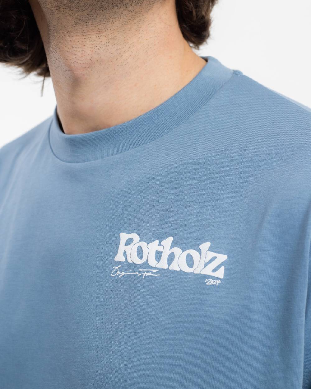 Rotholz Retro Logo T-Shirt Bio Baumwolle - Hellblau Zeitlich begrenztes Angebot