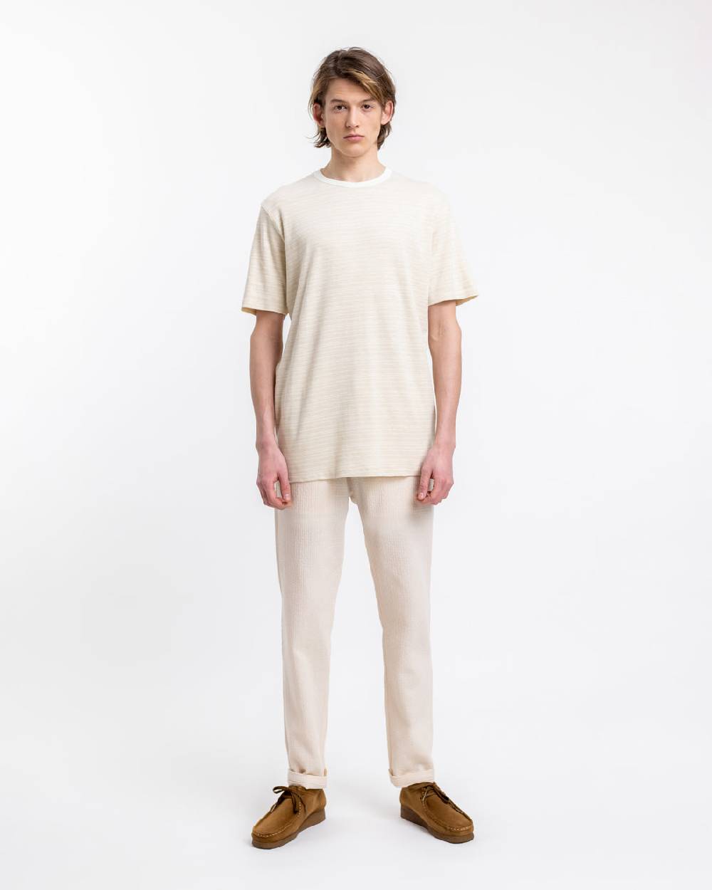 Rotholz Gestreiftes T-Shirt Creme Blitzangebot