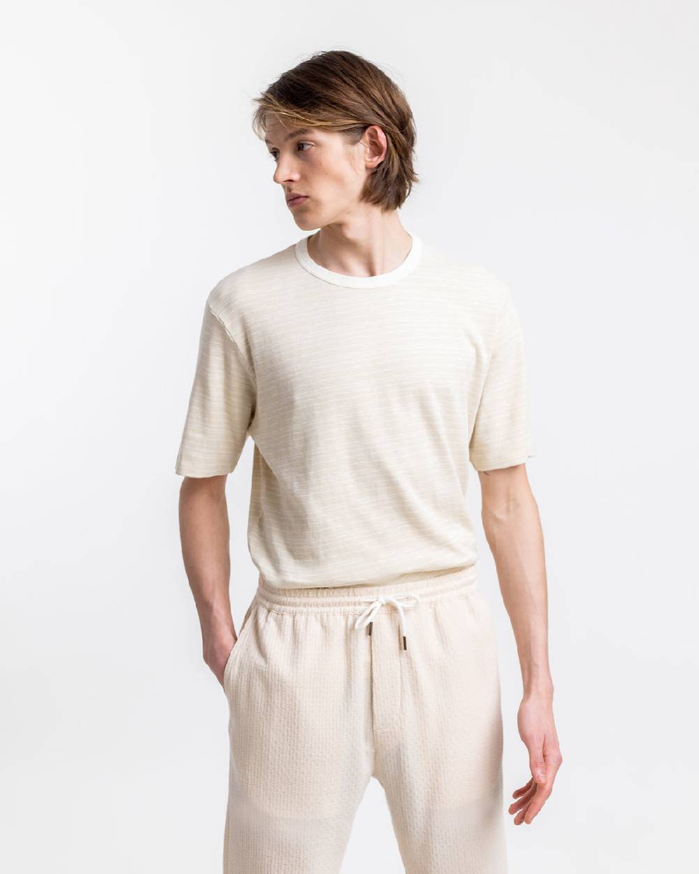 Rotholz Gestreiftes T-Shirt Creme Blitzangebot