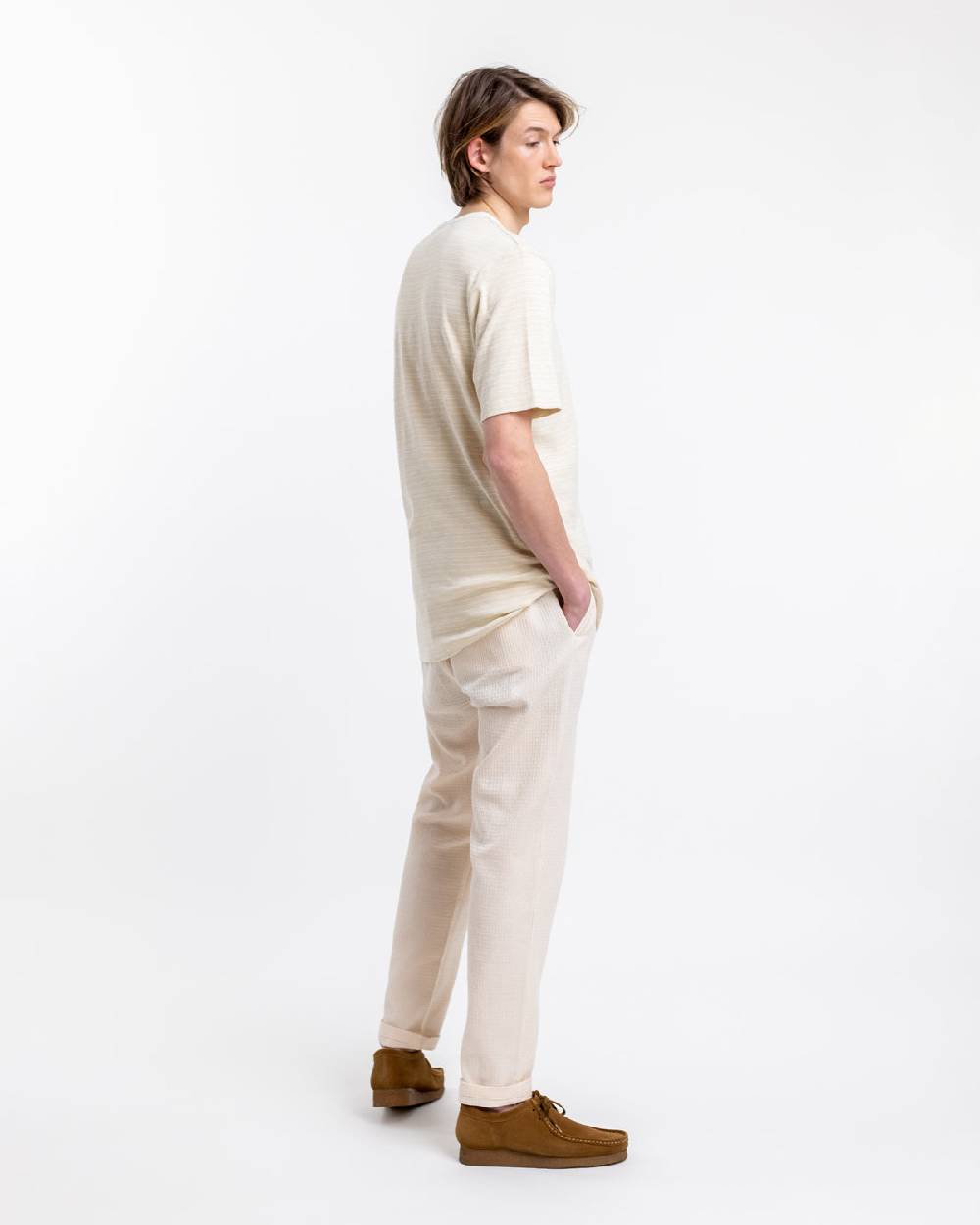 Rotholz Gestreiftes T-Shirt Creme Blitzangebot