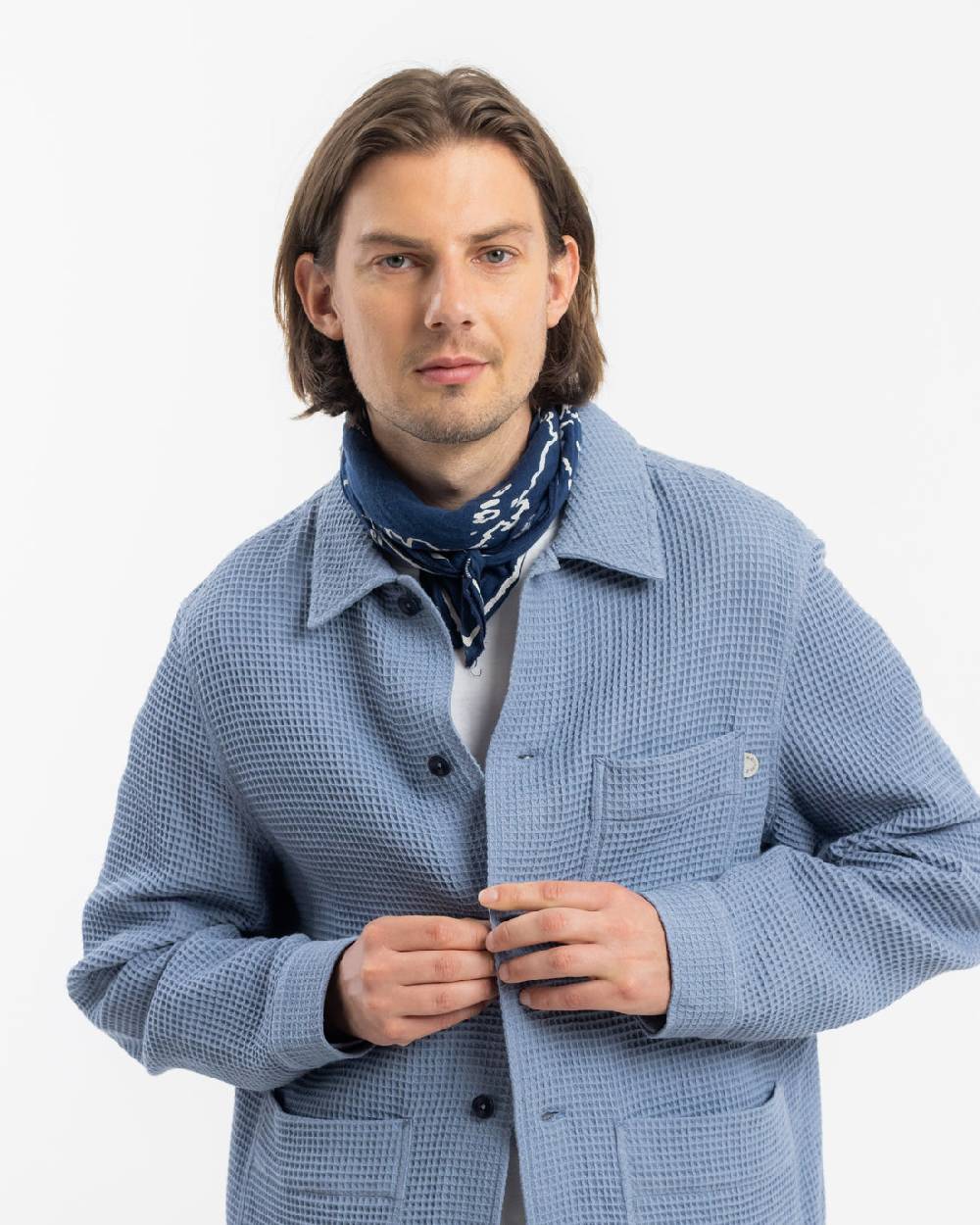 Rotholz Workwear Jacke Waffle Cotton - Hellblau Große Rabatte