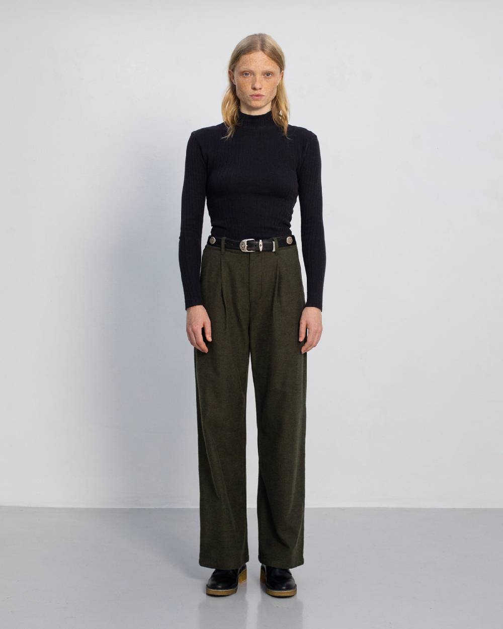 Rotholz High Waist Flanell Hose Bio Baumwolle - Moosgrün Bestseller