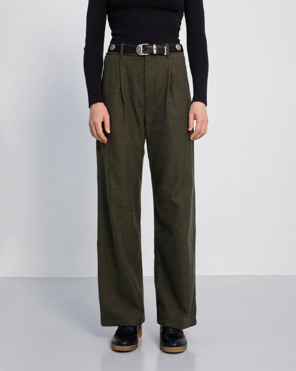 Rotholz High Waist Flanell Hose Bio Baumwolle - Moosgrün Bestseller