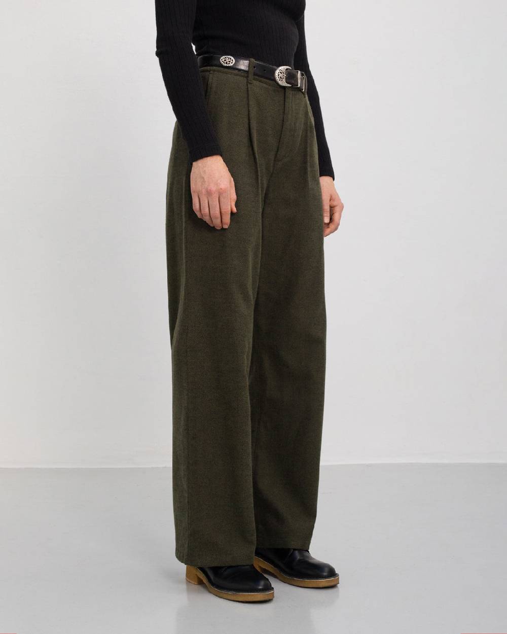 Rotholz High Waist Flanell Hose Bio Baumwolle - Moosgrün Bestseller