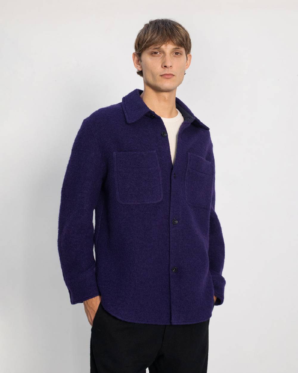 Rotholz Dickes Overshirt Bio Wollmischung - Lila Kostenlose Rückgabe