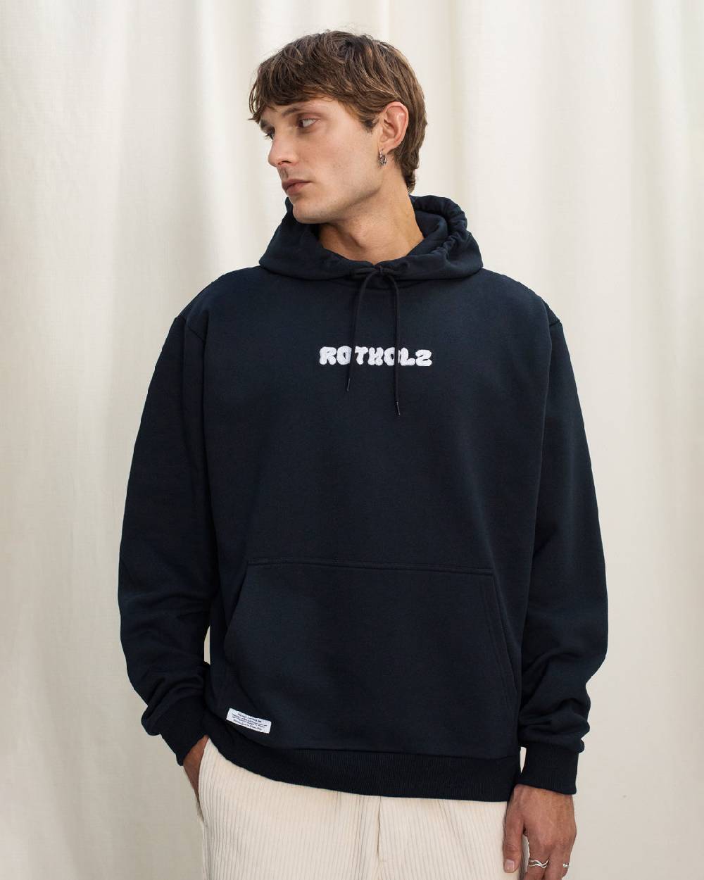 Rotholz Logo Hoodie Bio Baumwolle - Schwarz Neueste Stile