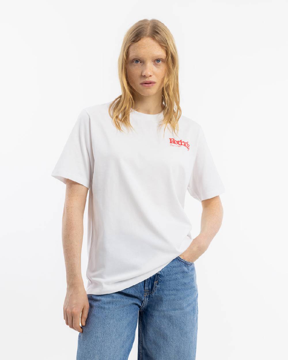 Rotholz Retro Logo T-Shirt Bio Baumwolle - Weiß 50% Rabatt mit kostenlosem Versand