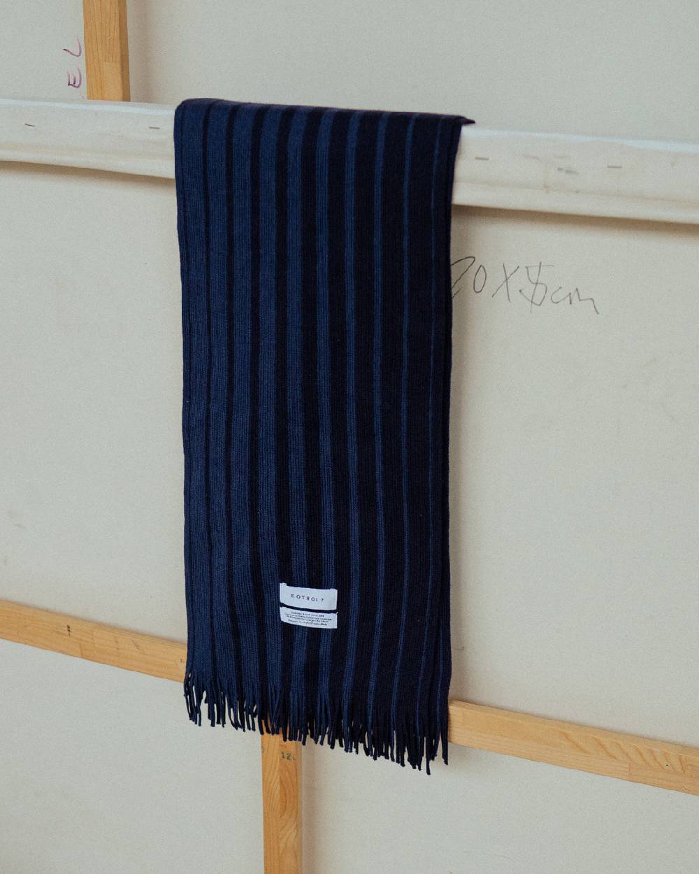Rotholz Gestrickter Schal Merinowolle - Blau Gestreift Black Friday Preise