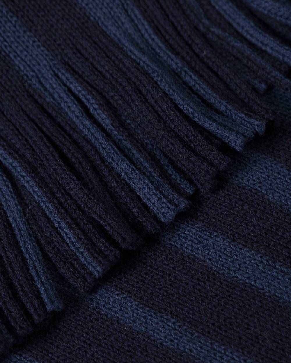Rotholz Gestrickter Schal Merinowolle - Blau Gestreift Black Friday Preise