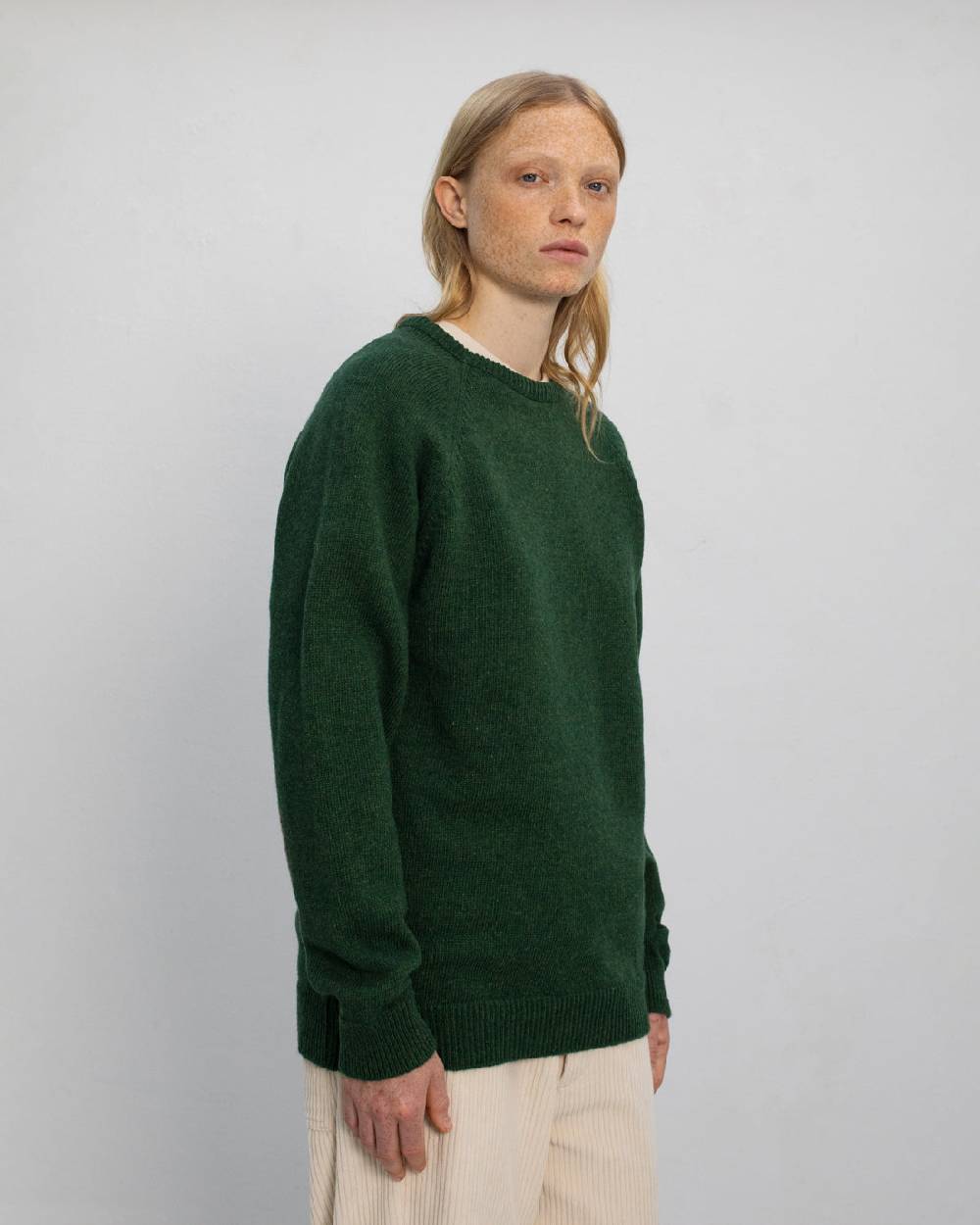Rotholz Smiley Strickpullover Recycelte Wolle - Grün 50% Rabatt für begrenzte Zeit