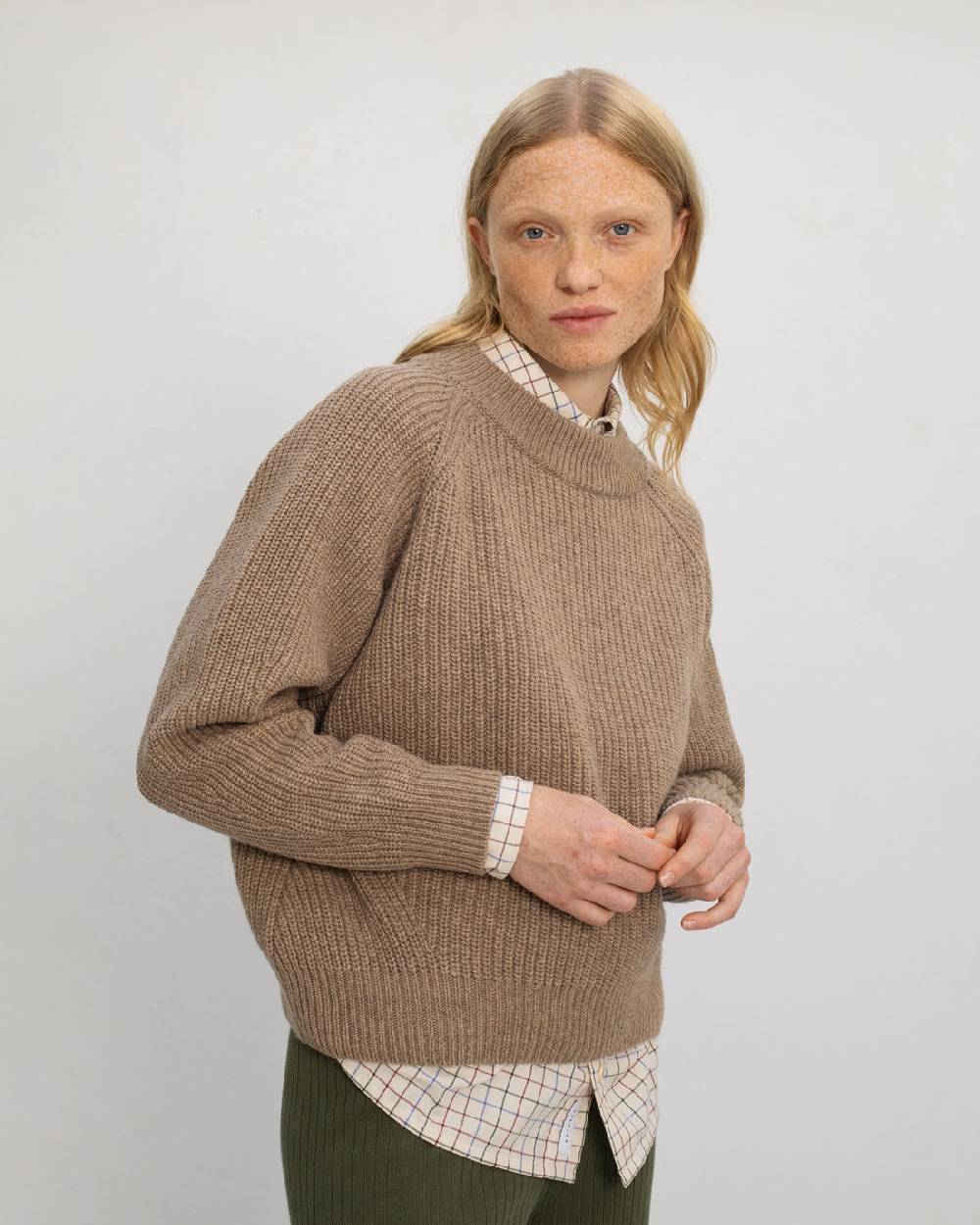 Rotholz Grober Strickpullover Recycelte Wolle - Beige Rabatte dieses Monats