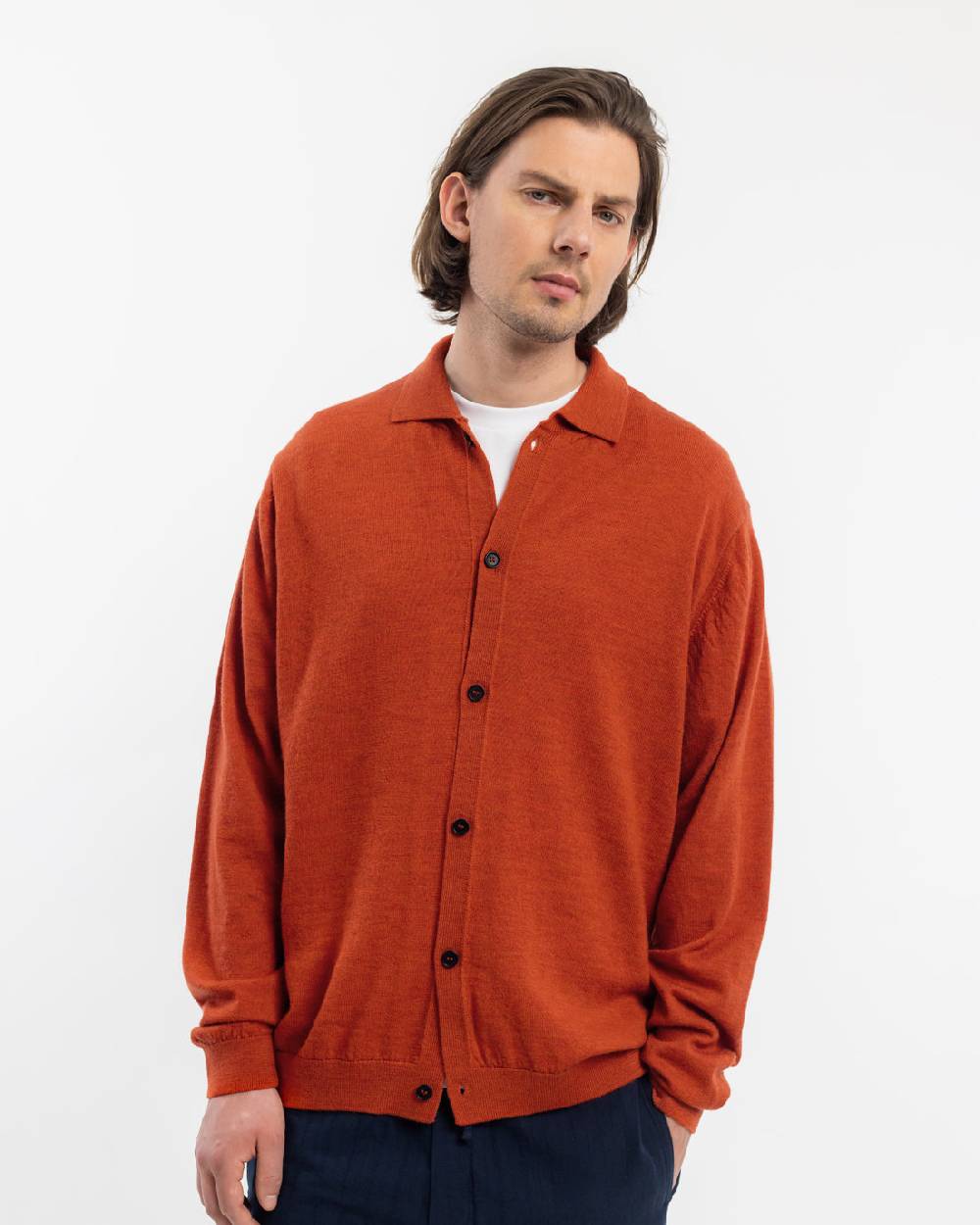 Rotholz Strick Shirt Merinowolle - Rot Sonderangebot