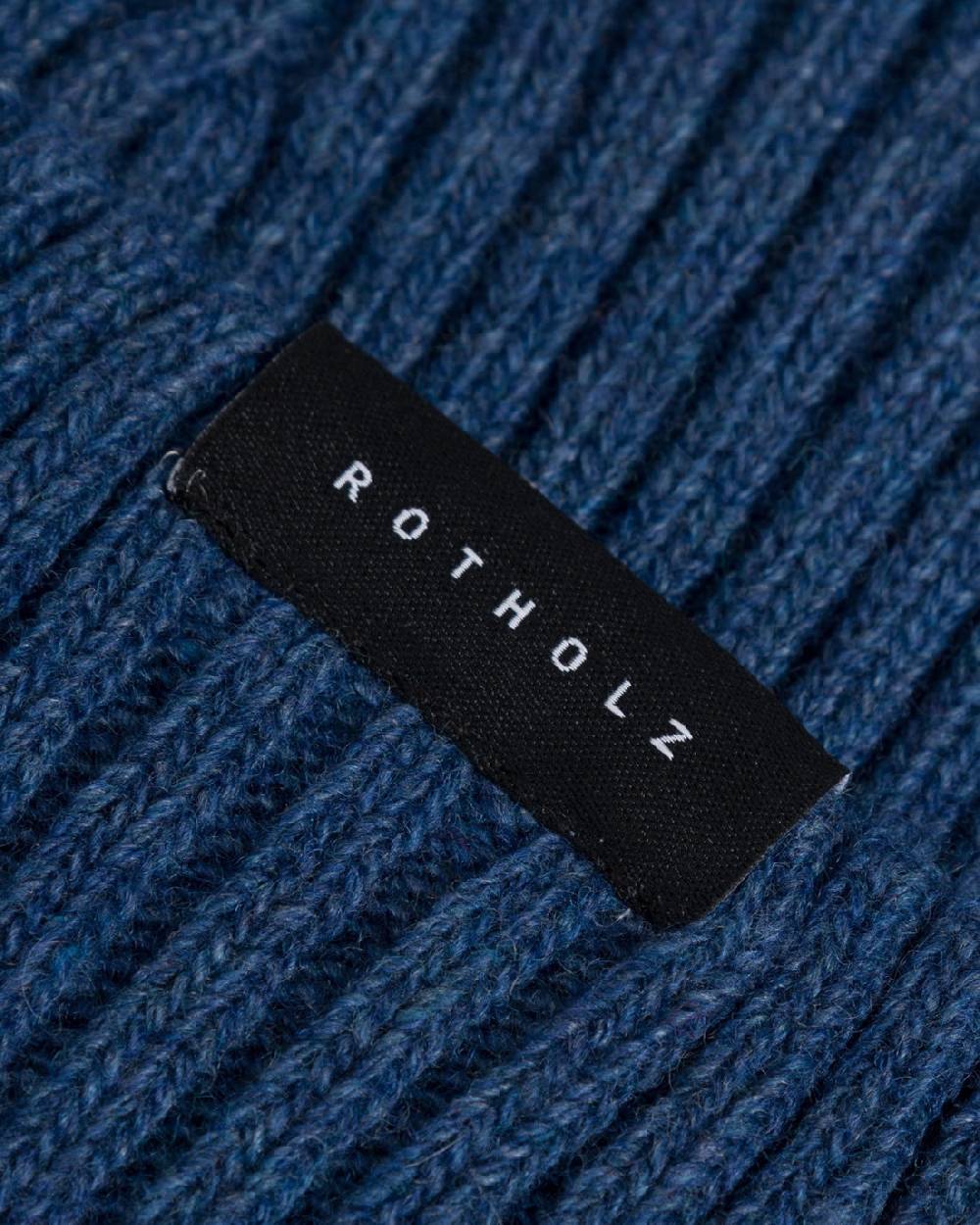 Rotholz Kurze Mütze Wollmix Ripp - Blau Flash Sale