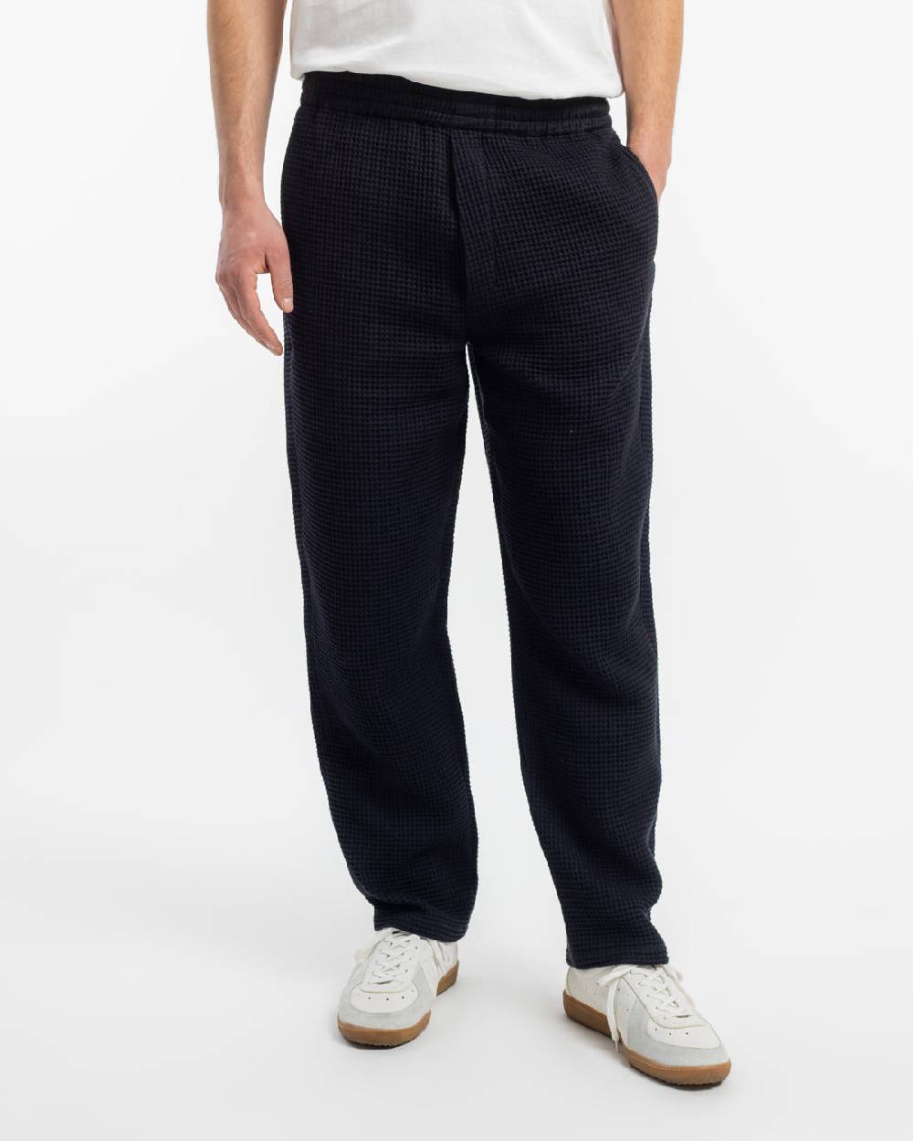 Rotholz Weite Hose Waffle Cotton - Schwarz Online Shopping