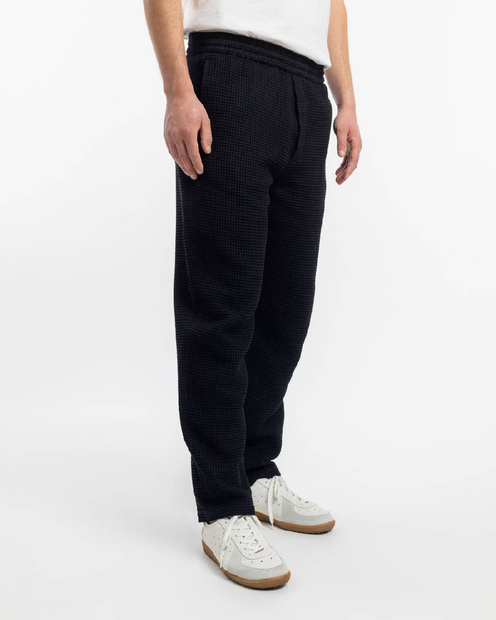 Rotholz Weite Hose Waffle Cotton - Schwarz Online Shopping