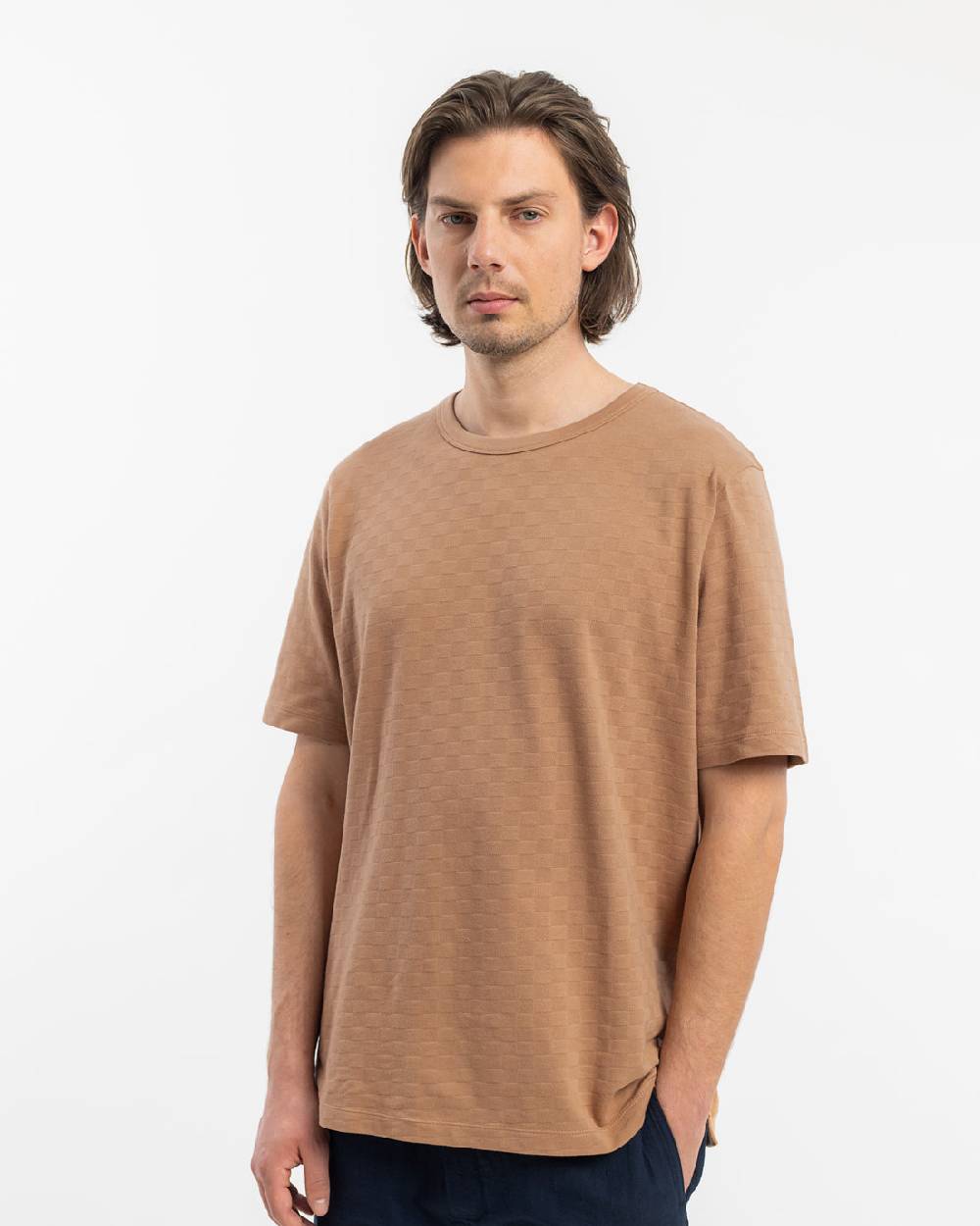 Rotholz Strukturiertes T-Shirt Bio Baumwolle - Karamell Osterangebot