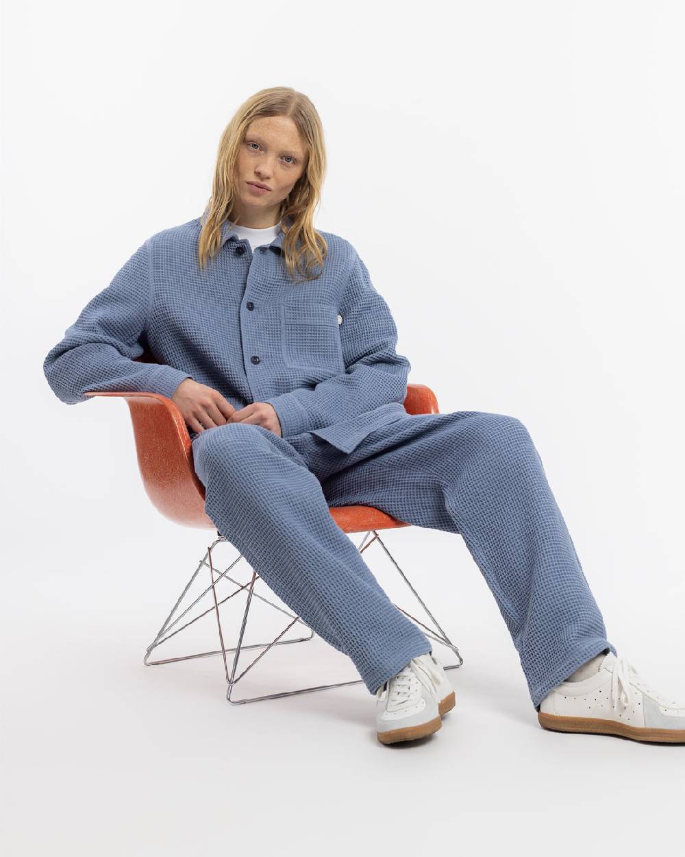 Rotholz Workwear Jacke Waffle Cotton - Hellblau Kostenlose Rückgabe