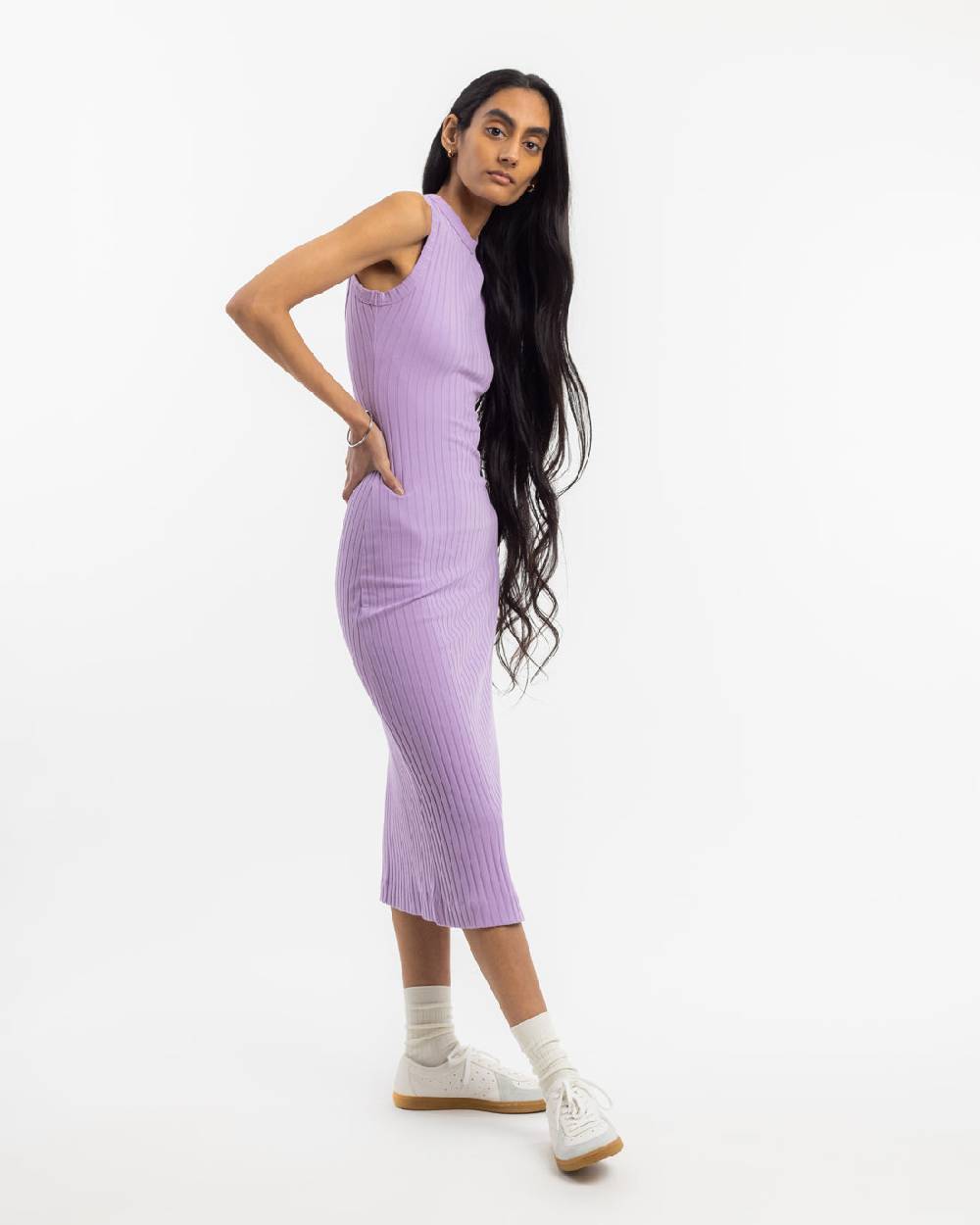Rotholz Geripptes Kleid Bio Baumwolle - Lavendel Bis zu 60% Rabatt