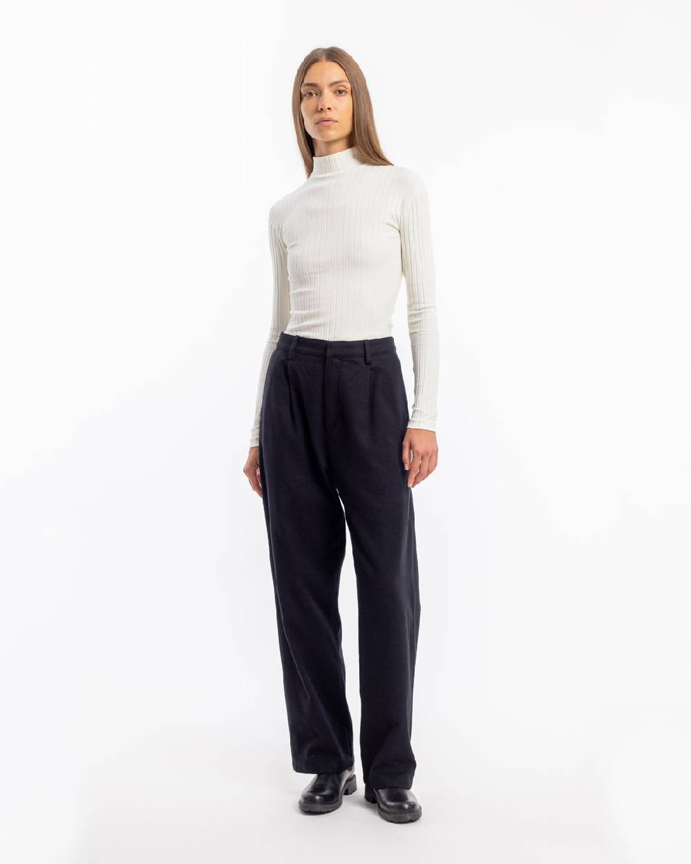Rotholz Geripptes Longsleeve Bio Baumwolle - Off-White Sonderangebot der Fabrik