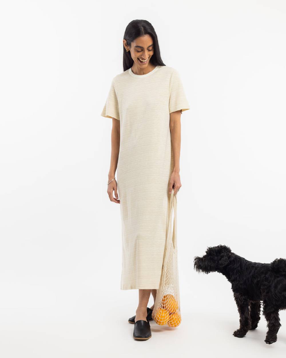 Rotholz Gestreiftes T-Shirt Kleid - Creme Bis zu 55% Rabatt