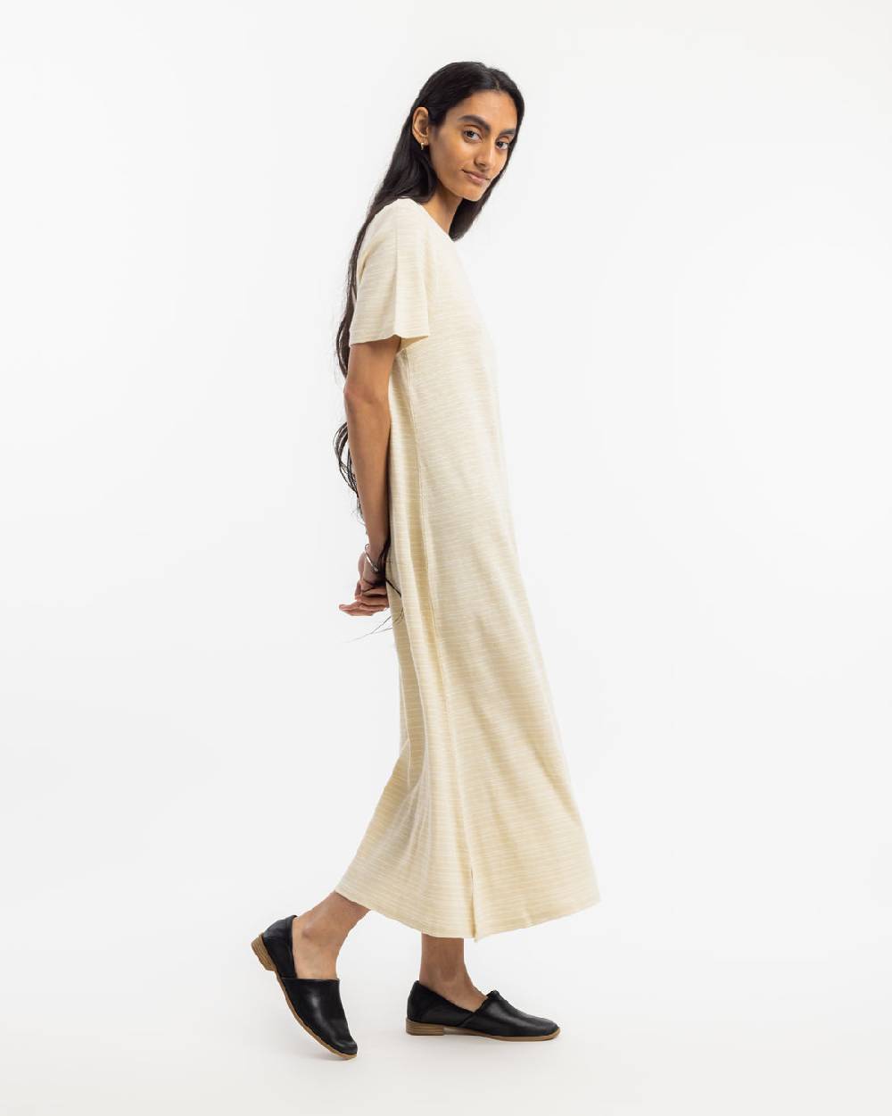 Rotholz Gestreiftes T-Shirt Kleid - Creme Bis zu 55% Rabatt